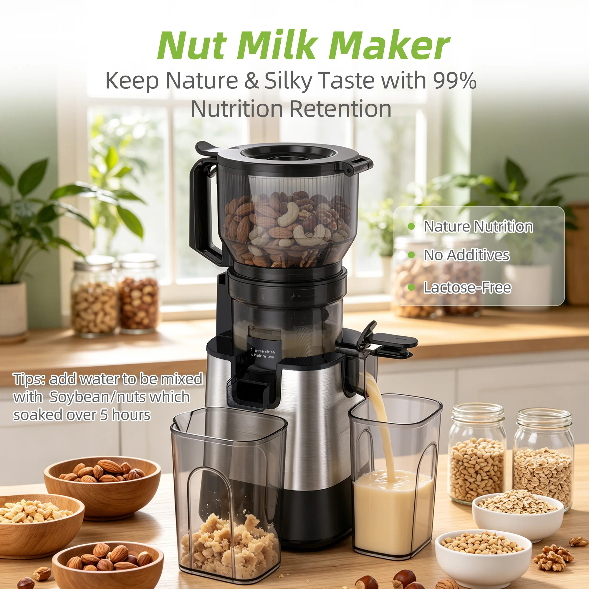 BioloMix 3-in-1 Slow Juicer — 150mm Wide Feed Chute, 300W Powerful Motor with Digital Display for High-Yield Fruit & Vegetable E