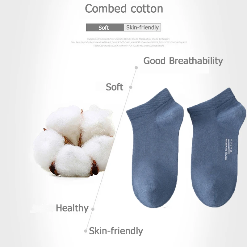 Chaussettes d\'été 100% coton pour hommes, 2 paires, à bouche peu profonde, Tube court en coton, bateau, déodorant et absorbant la sueur