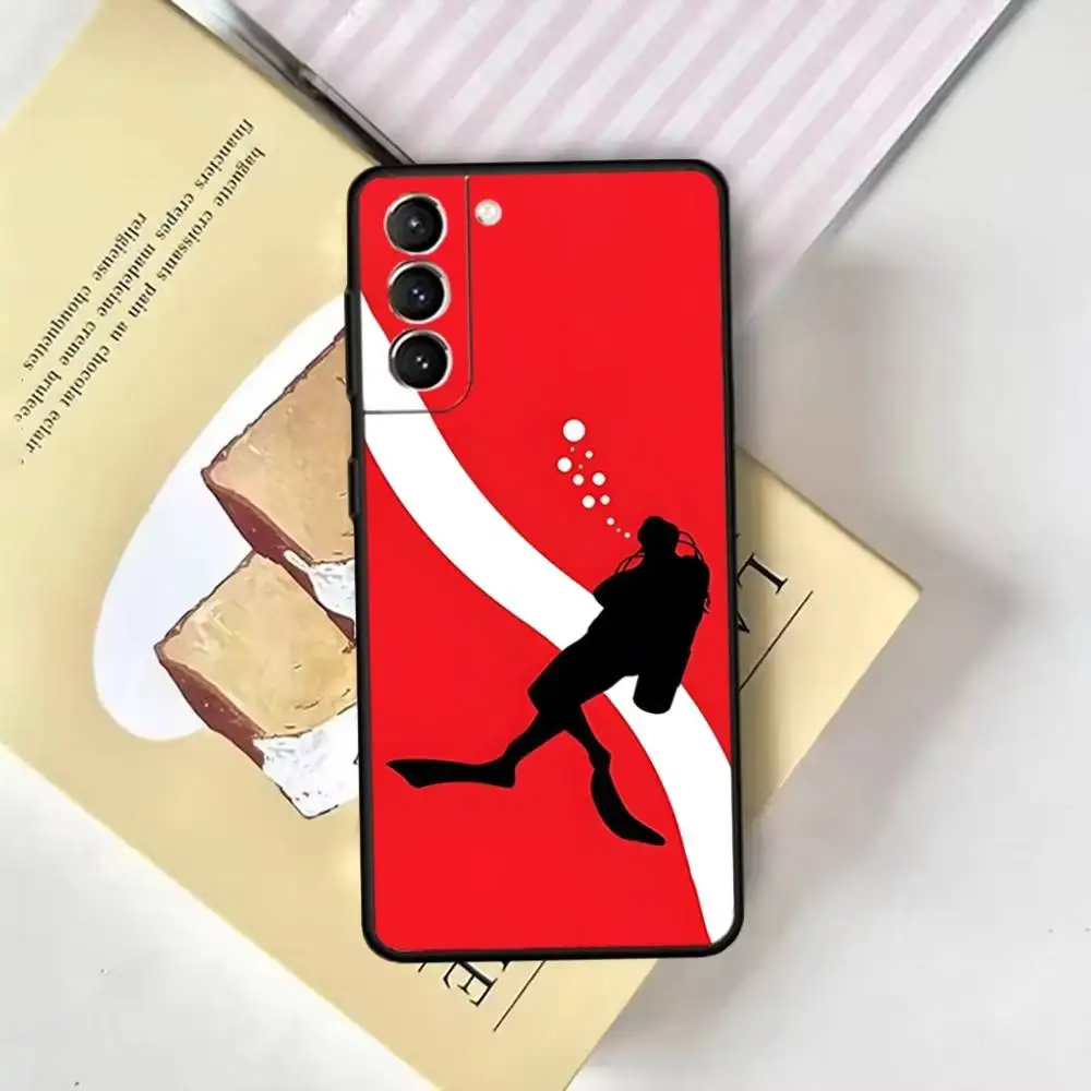 Funda de teléfono con bandera de buceo para Samsung GalaxyA13,21s,22,31,32,52,53,71,72,73, funda negra suave