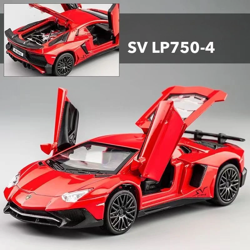 1:32 SV LP750-4 سبيكة سيارة رياضية دييكاست نموذج الصوت والضوء سلسلة لعبة أطفال هدية عيد ميلاد