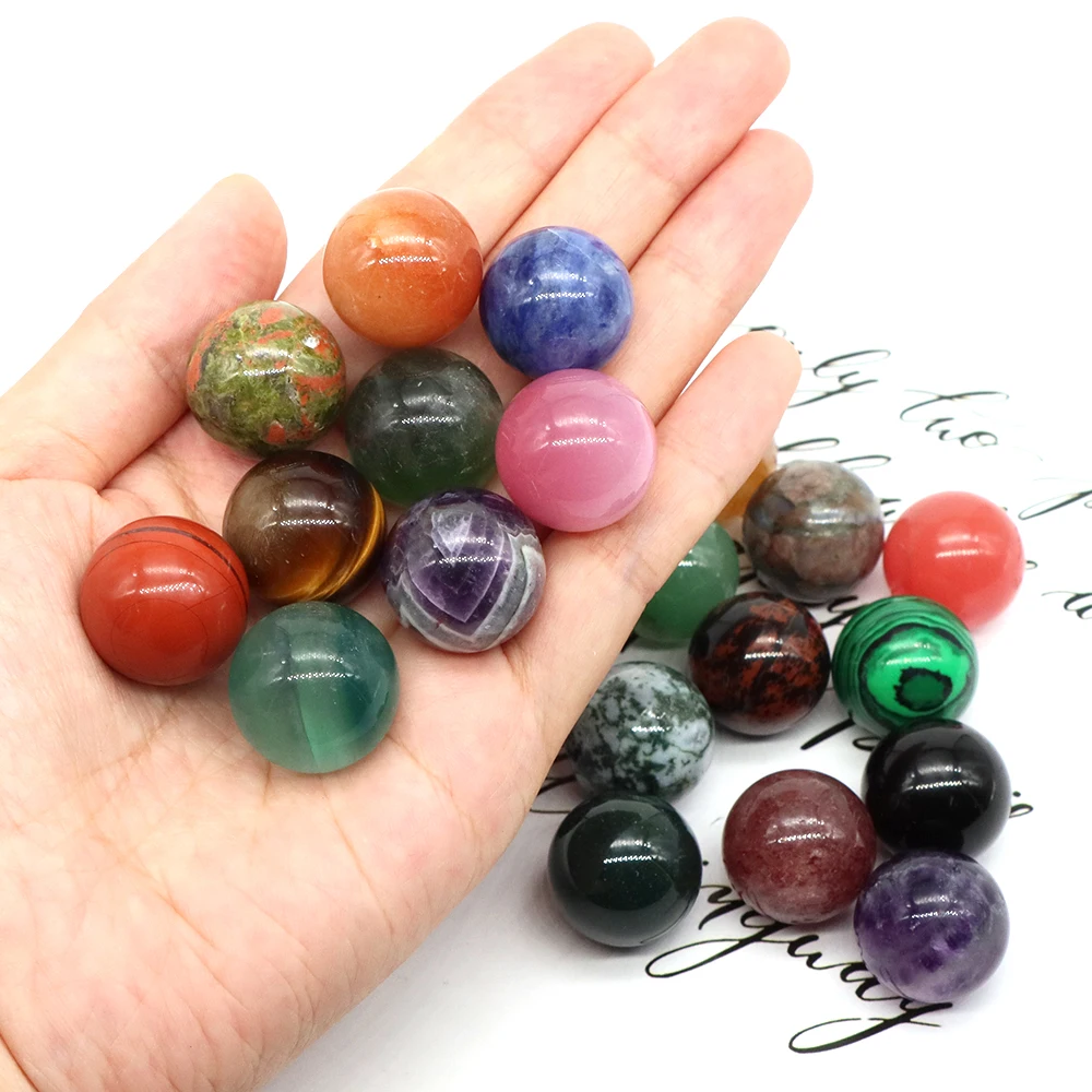 20MM Natural Stone Balls Healing Crystal Beads Reiki Wicca Chakra Gemstone Spheres Energy Rock Mineral Massage Globes Home Decor