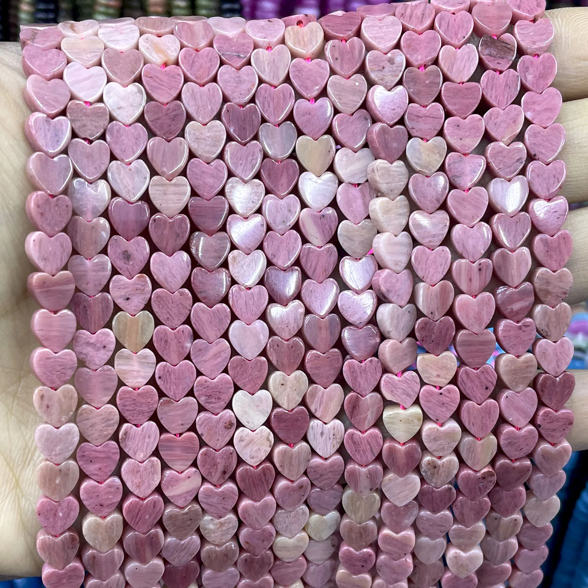 6MM Natural Heart Shape Red Rhodochrosite Loose Spacer Beads For Jewelry Making DIY Bracelet Earrings Necklace Accessories 7.5\'