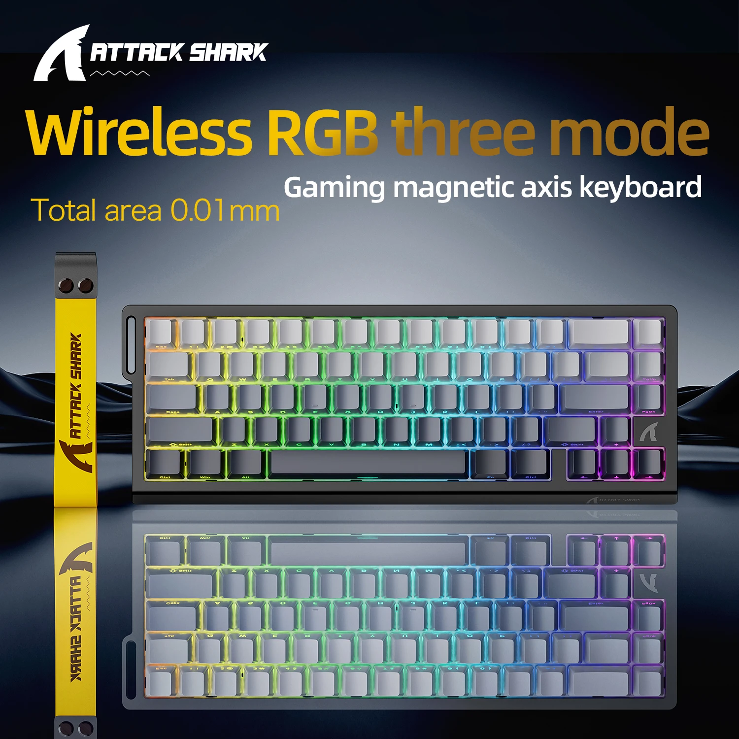 X68HE ATTACK SHARK Magnetisch gamingtoetsenbord Mechanisch Bedraad voor Pro Gaming 0,01 mm Snelle trigg 8000 Hz SOCD/Rs 0,125 ms 128K-snelheid - afbeelding 1