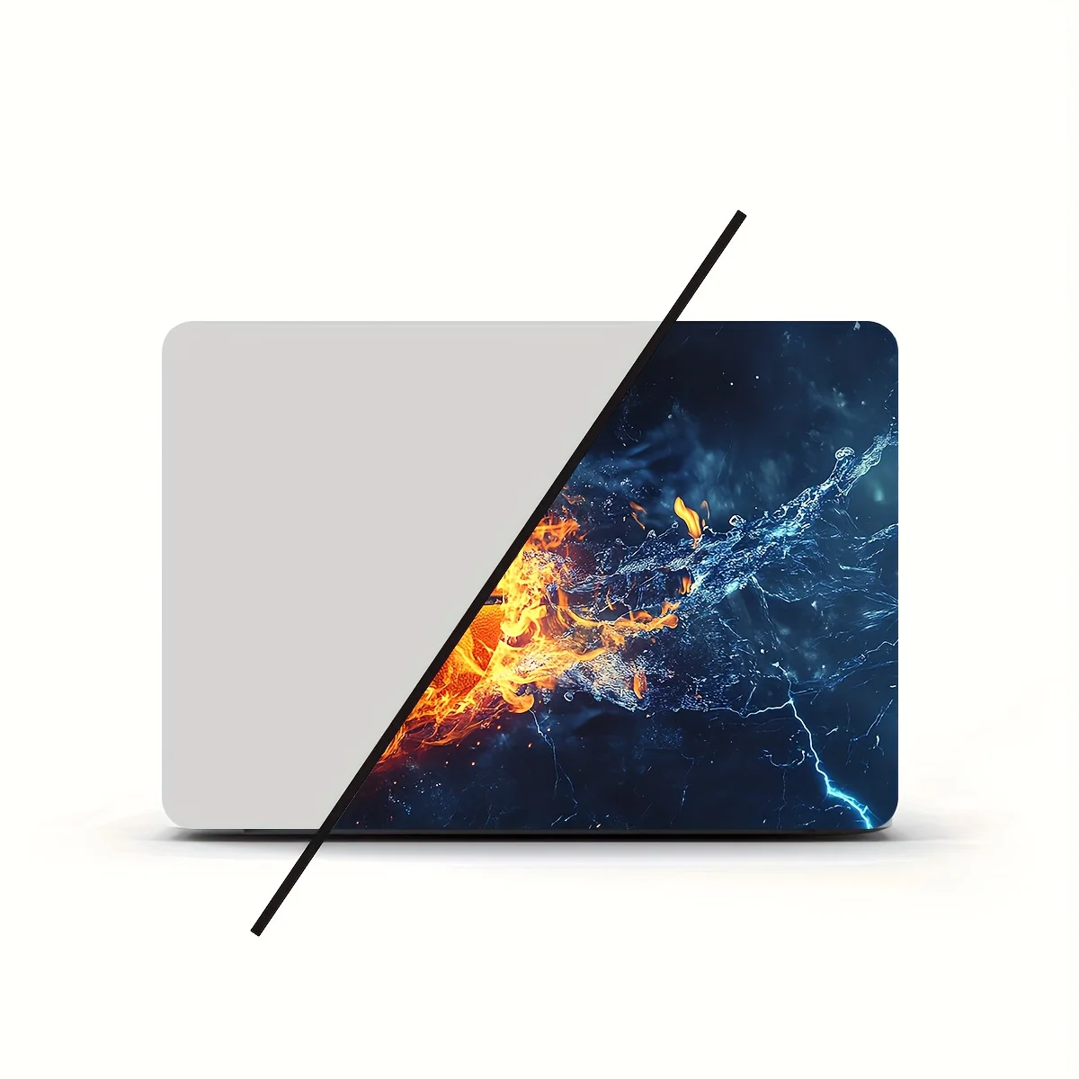 2Pcs Basketball Flame Pattern Laptop Sticker - Waterproof, Scratch Resistant PVC Skin for Laptops and Cars, Non-Reusable