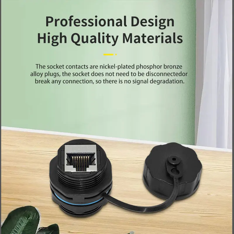 Premium IP68 Waterproof RJ45 Ethernet Coupler CAT6 Female Panel Mount Outdoor Network Connector M23 Performance Ultra Nylon