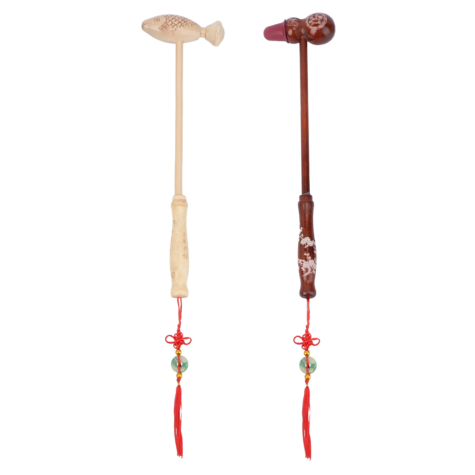 

2 PCS Wooden Massage Hammer Body Massager Back Full-body Whole Percussion Silicone Head