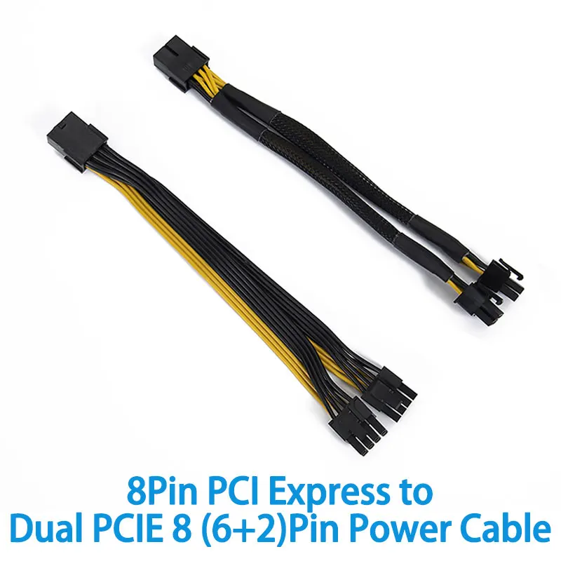 

1PCS 8Pin PCI Express to Dual PCIE 8 (6+2)Pin Power Cable Graphics Card PCI-E GPU Data Splitter
