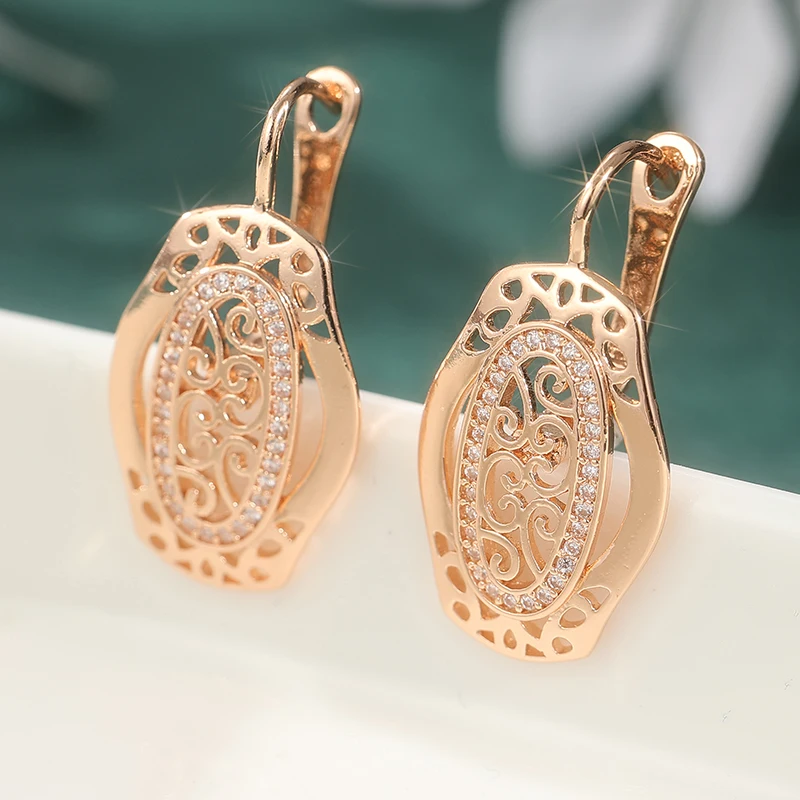 Exquisite Synthetic Zirconia Hollowed-out Pattern Pendant Earrings for Women's Elegant Wedding Banquet Jewelry Accessories Gifts