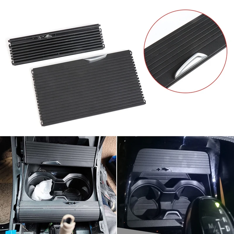 Car Inner Front+Rear Centre Console Water Cup Holder Slide Zipper Roller Curtain Blind Cover For BMW X1 X2 F48 F49 F39