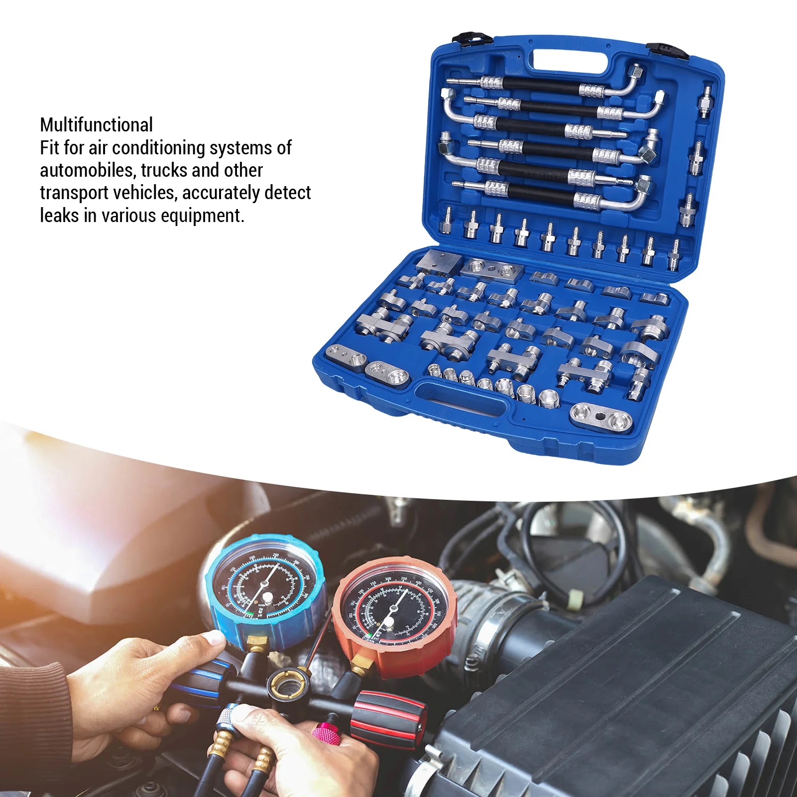 New 2 Types Car Air Conditioning Leak Test Kit Brass Ac Leak Detection Tools Connector Repair Kit for Car Truck Auto AC