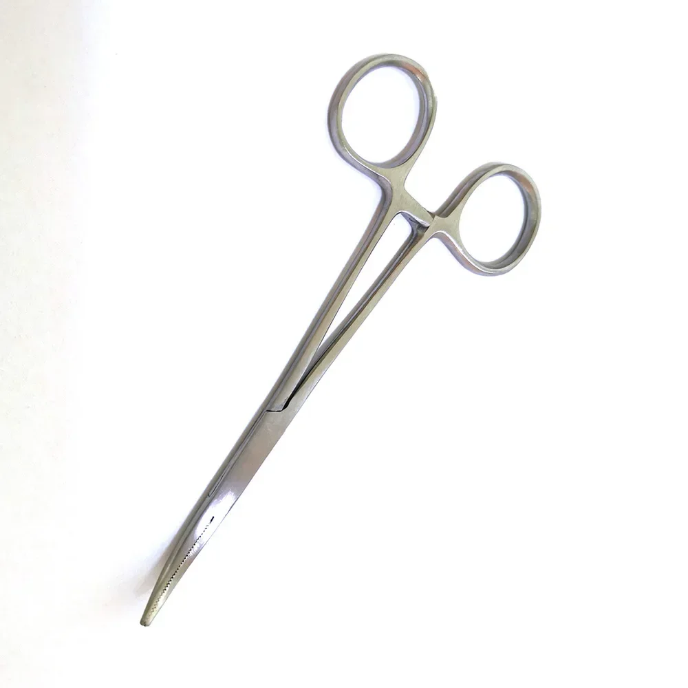 Pinzas hemostáticas de acero inoxidable, herramienta quirúrgica, abrazaderas de bloqueo hemostático, alicates de pesca con punta curva, 1 ud.