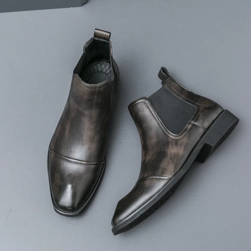 2024 New Handmade Original Chelsea Boots Top Quality Business Dress Ankle Boots Slip-On Luxury Boots Men Winter Party Fashion