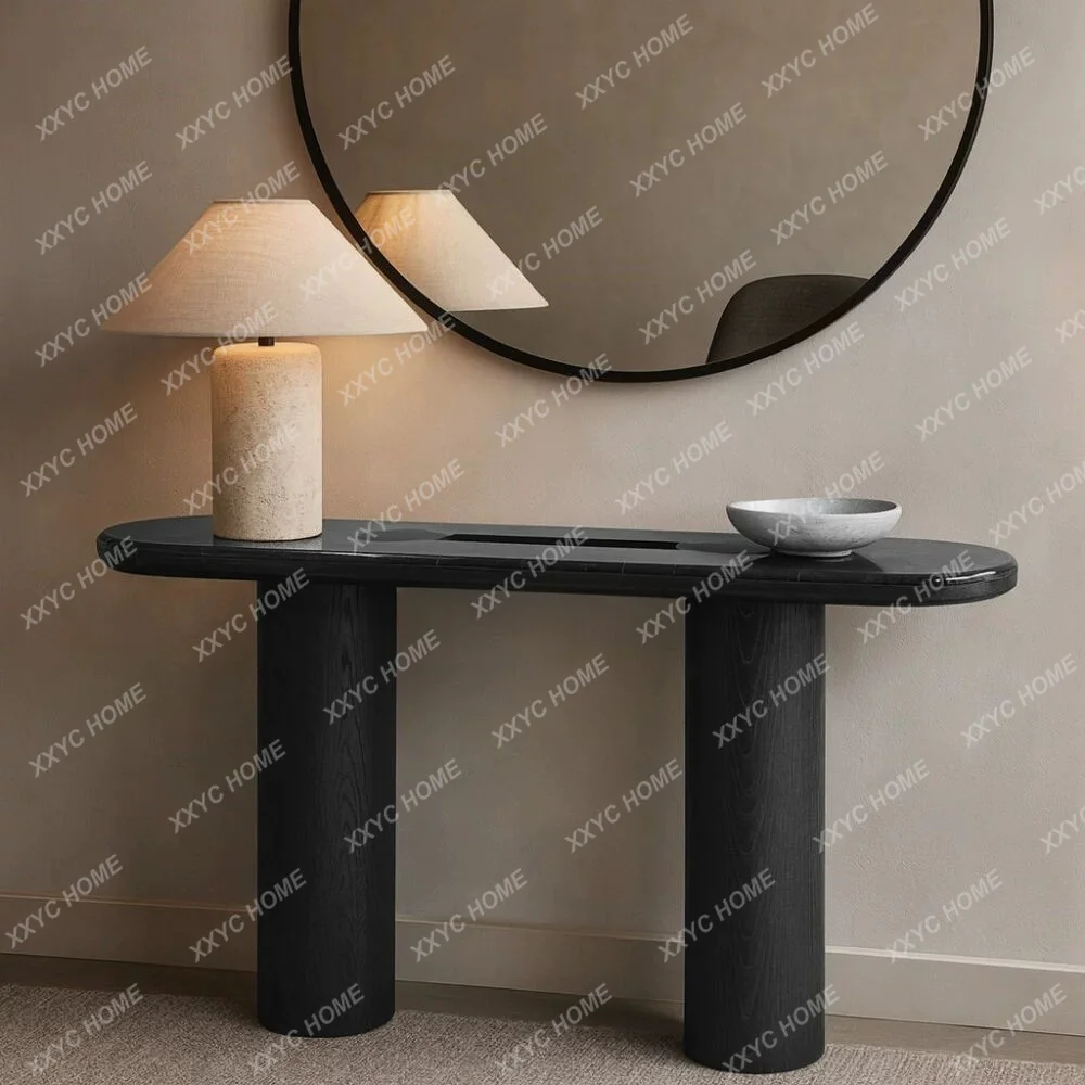 Console  Solid Wood Mid Century Wabi Sabi Entryway Table Console  Corridor Marble Console Cabinet Side