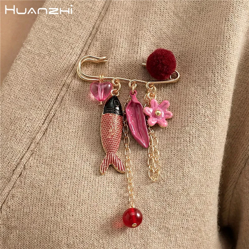Broche Decorativo HangZhi con Elementos Marinos, Diseño Exagerado y Lindo, Concha, Pez Tropical, Estrella de Mar, Coral, para Bolsos, Abrigos, Vestidos, Pantalones, Corsage, Joyería