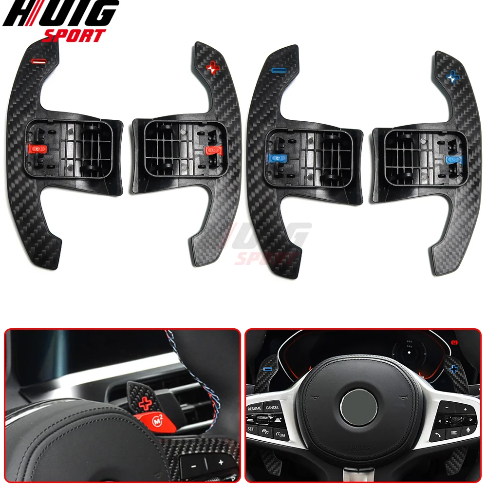 

For BMW 3 5 6 7 Serise G20 G30 G32 G11 2016-2022 Carbon Fiber Car Replacement Steering Wheel Paddle Shifter Extension Trim