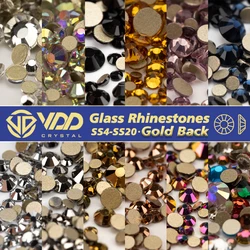 VDD 1440Pcs SS4-SS20 Glass Crystal AB Non-hotfix Rhinestones Gold Flatback Glitter Strass Stones For DIY Nail Art Akcesoria