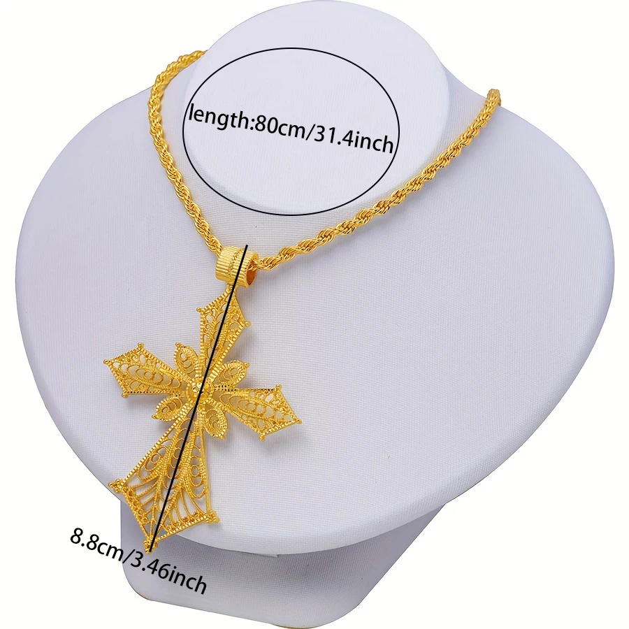 2PCS/Batch Dubai European and American Cross Pendant Necklace Set Middle Eastern Women\'s Jewelry Wedding Jewelry