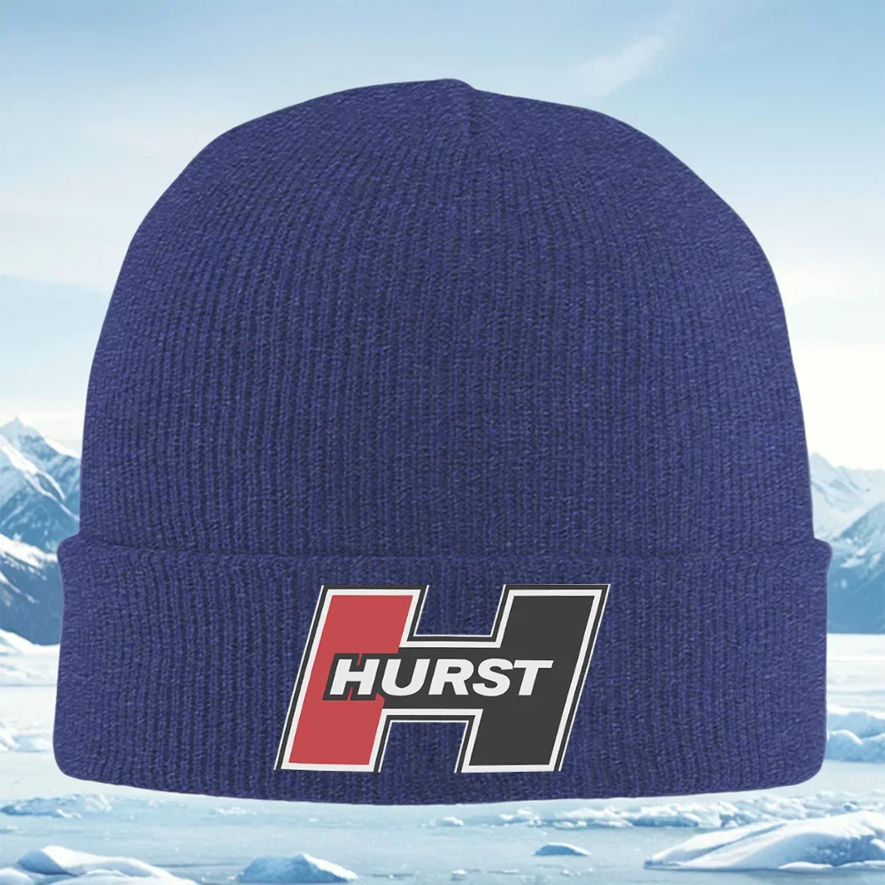 HURST Logo texto Blanco Gris Negro Hombres Mujeres Gorro de Punto Unisex Gorro Jersey Gorro Invierno Térmico Cálido Navidad Cicl