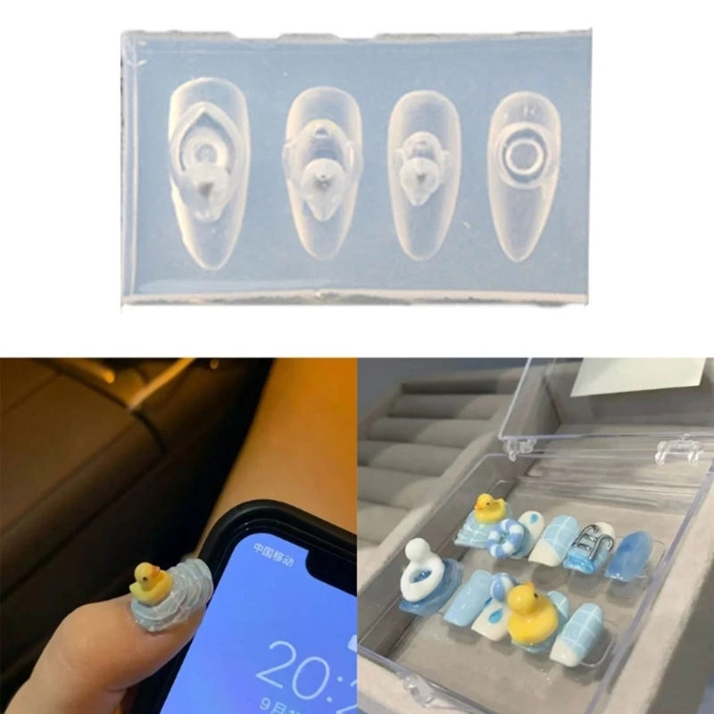 Silicone Nail Art Molds DIY Nail Art Decortive Mold Cute Duck Resin Casting Molds for Women Girls Nail Decoration