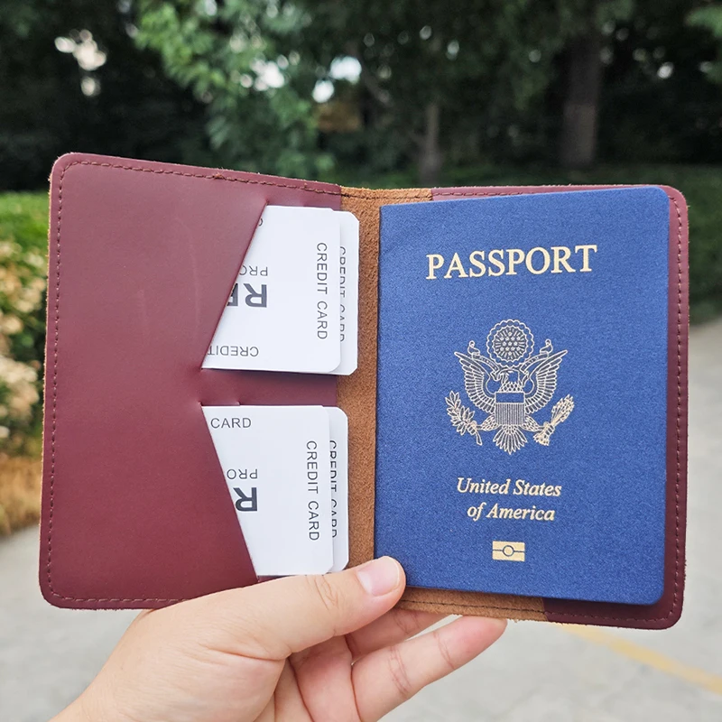 محفظة جلد طبيعي شخصية ، حامل جواز سفر ، غطاء اسم مخصص ، جمهورية الهند #4