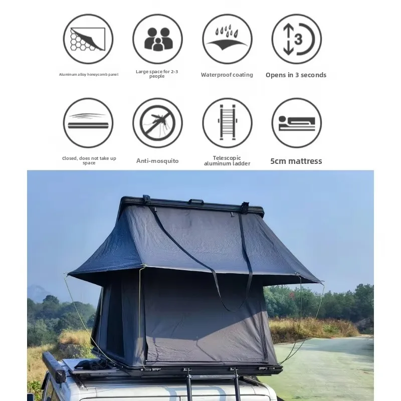 Roof Top Tent Outdoor Camping Quick-Open Folding Four-Season Waterproof Easy Install Off-Road SUV Tent