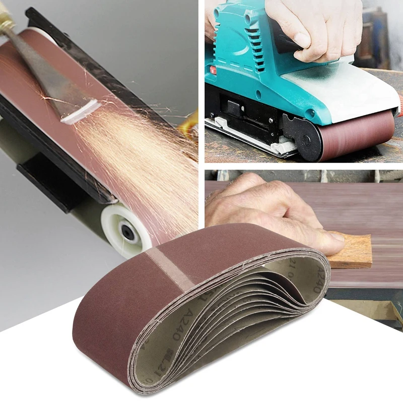 3 X 21 Inch Sanding Belts   Aluminum Oxide Sanding Belt   Premium Sandpaper For Portable Belt Sander – 10 Pack