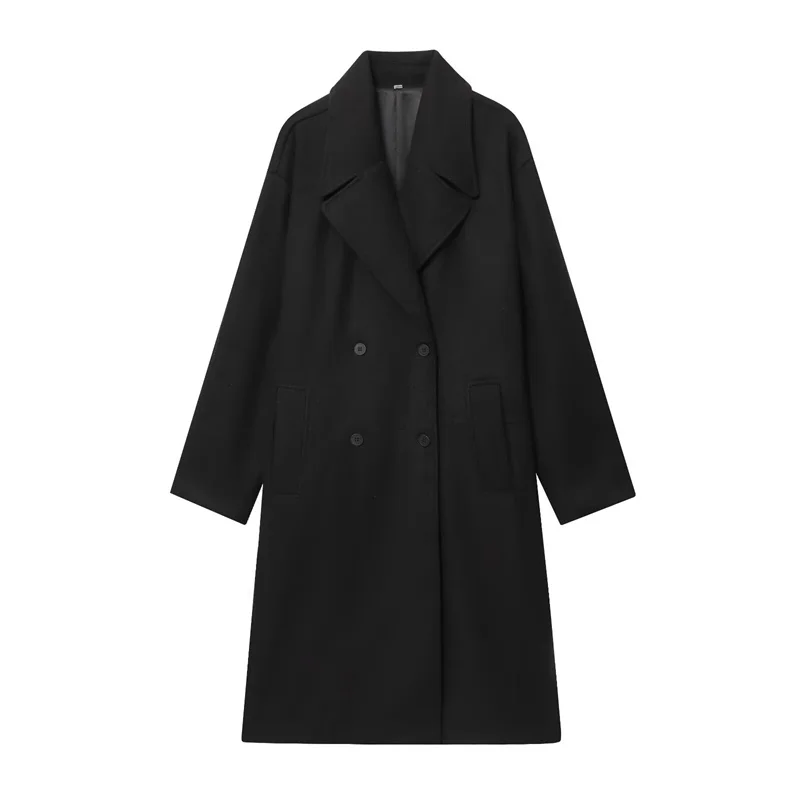 

Women's Coat 2025 Autumn New Style Black Long Sleeve Soft Minimalist Loose Mid-Length Coat Casual Fashion Versatile