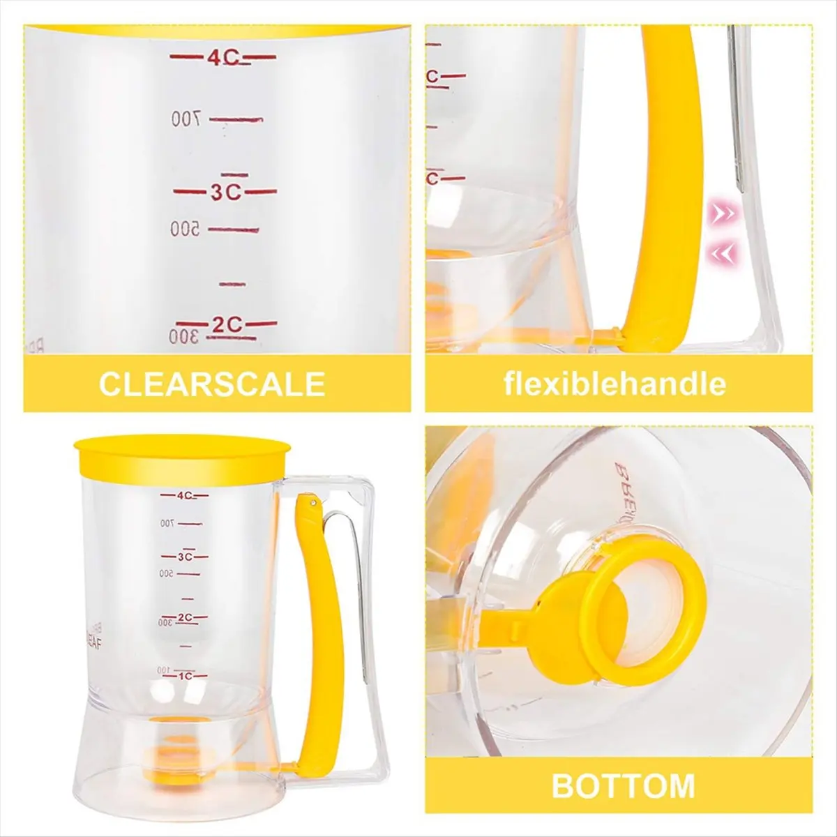 AA83 Pancake Batter Dispenser Batter Funnel Hand-Crank Batter Colander Handheld Batter Separator Batter Dispenser