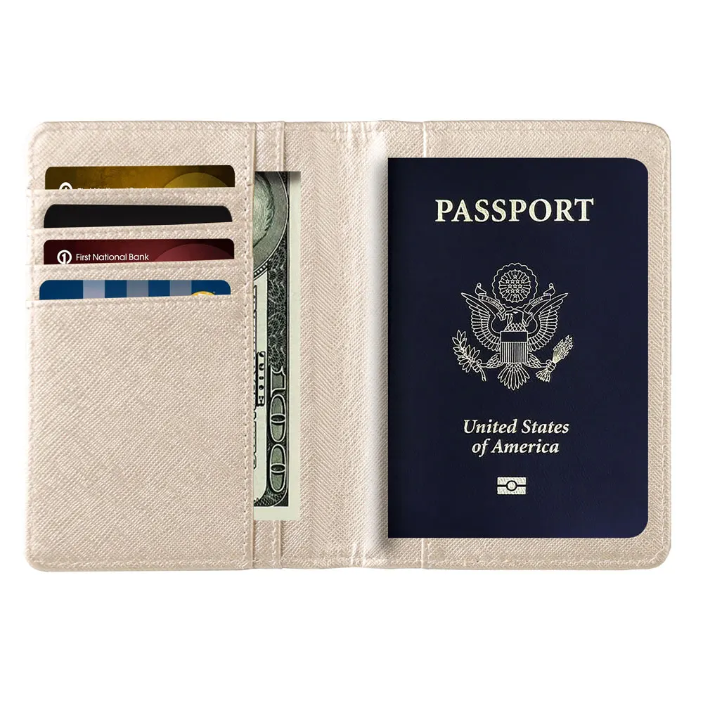 Personalized Engraving Name Passport Holder Cover Wallet RFID Blocking PU Leather Passport Case Travel Document Organizer Unisex