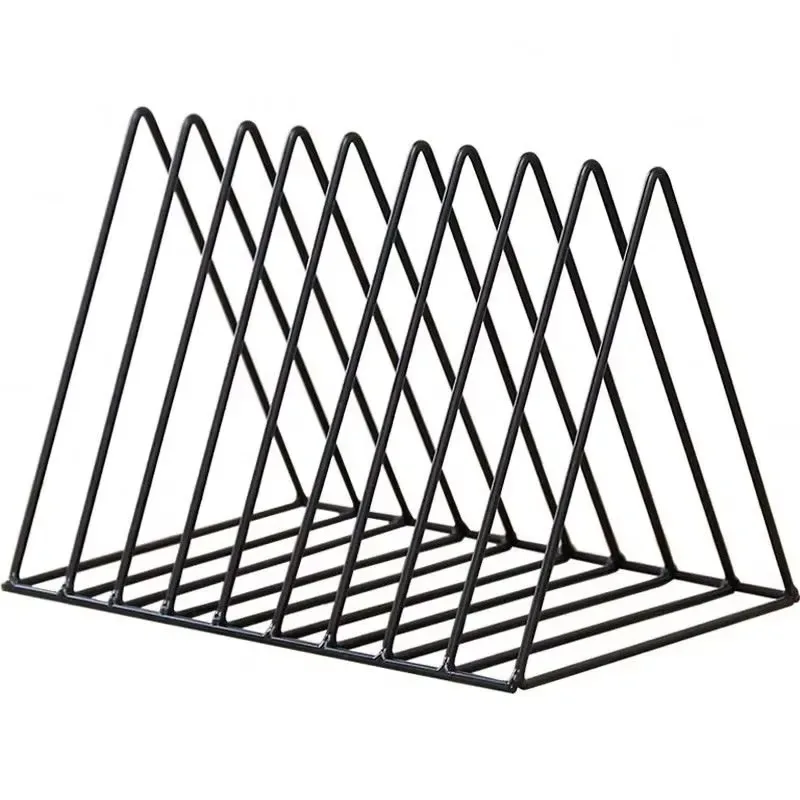New Design Iron Triangle Frame Creative Office Desktop Magazine Storage Rack Metal Book Newspaper Holder