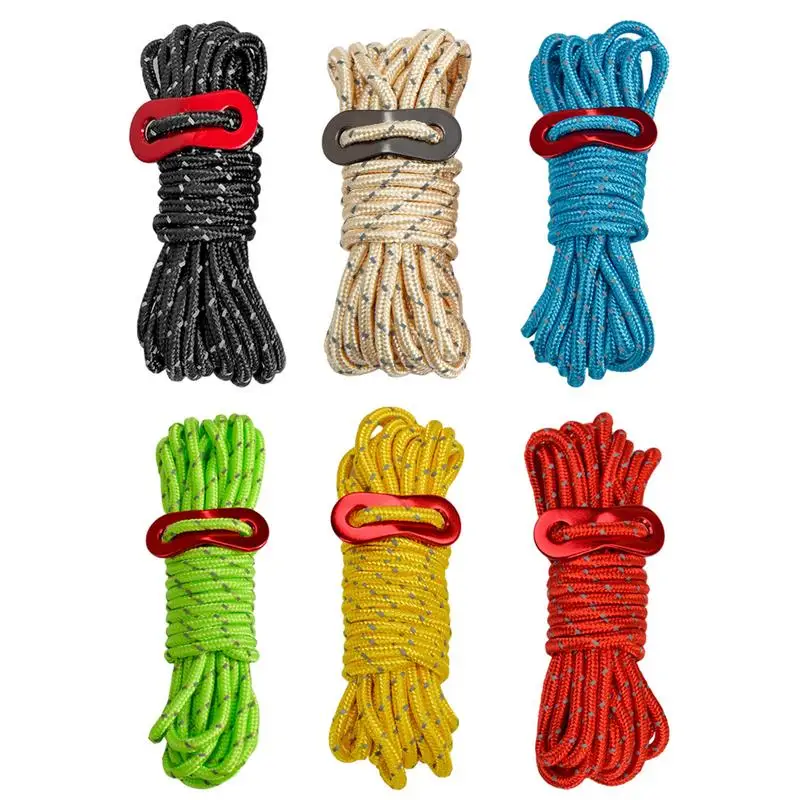 Parachute Cord Reflective Drawstring Rope For Camping Tent Tie Downs Tent Cords Hiking Rope Tent Accessories For Camping