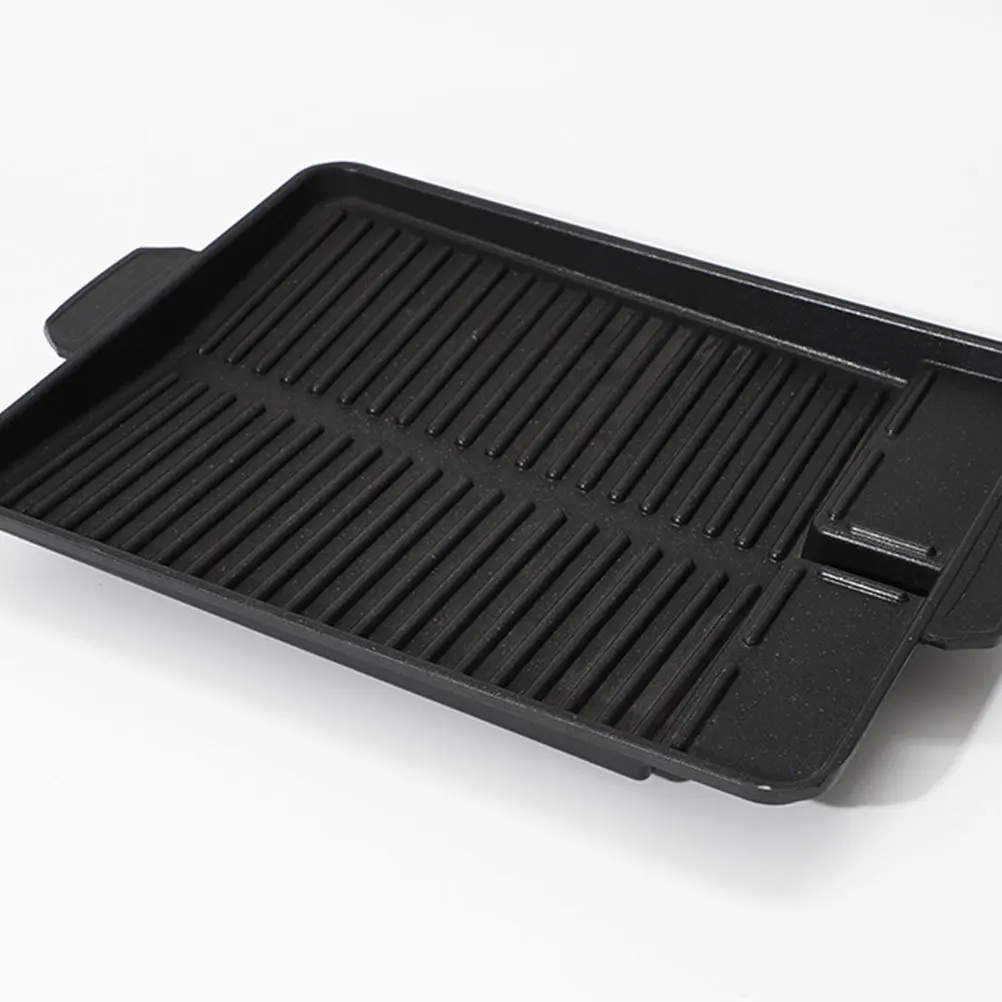 

Portable Maifan Stone Bbq Tray Black Non-Stick Barbecue Pan Aluminum Alloy Baking Tray for Home Outdoor Camping Portable Oil