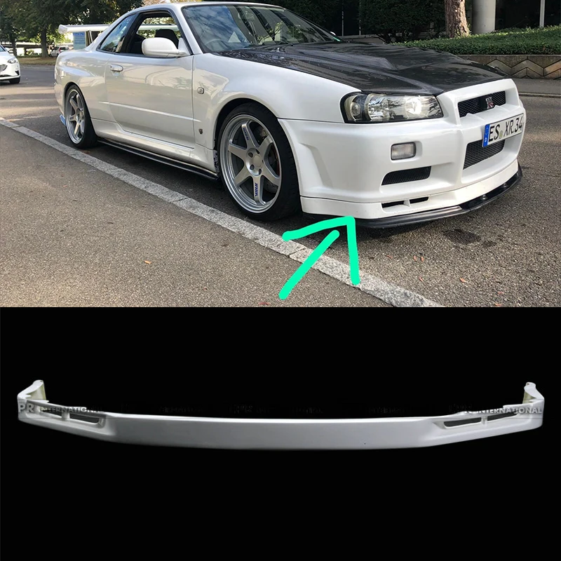 

Для Nissan Skyline R34 GTR OEM-стиль, центральная губа переднего бампера-нижний сплиттер из углеродного волокна/ПУ 1999-2002 гг.