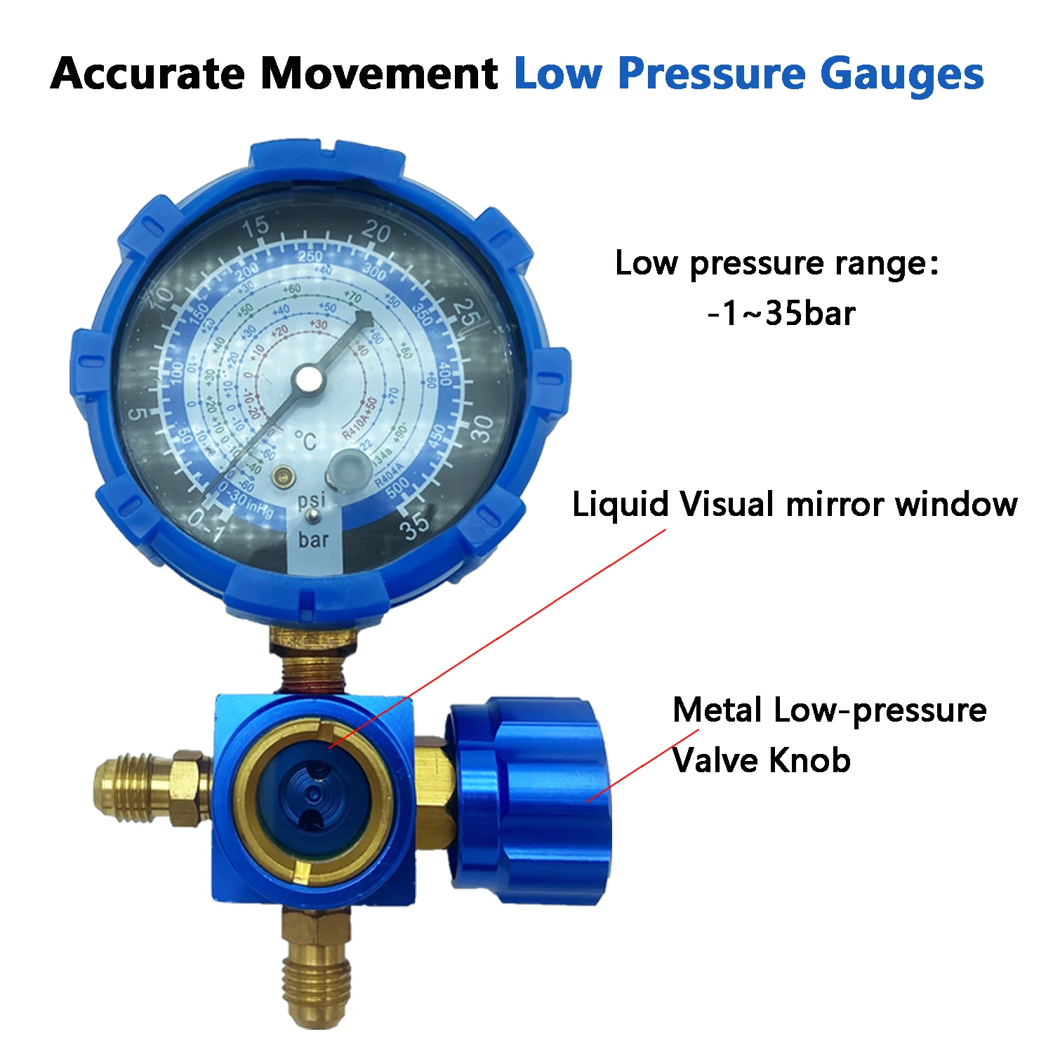 Air Condition Gauge For R410A R22 R134a R404A Refrigerants Manifold Gauge Manometer Valve 500psi/800psi with Visual Mirror