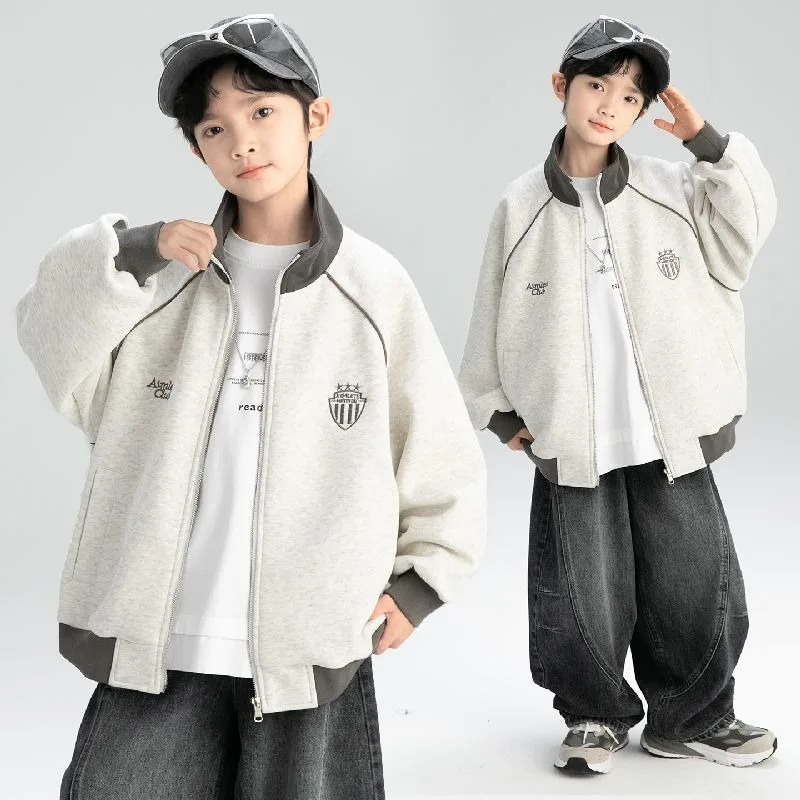 2025 New Boys Autumn Baseball Jacket Stylish Fall Coat for Toddler Boys Outdoor Activities