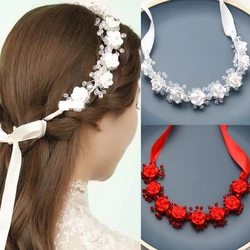 Wedding Crystal Flower Headband Tiara For Women Bride Queen Party Bridal Wedding Hair Accessories Jewelry Vine Band Headband