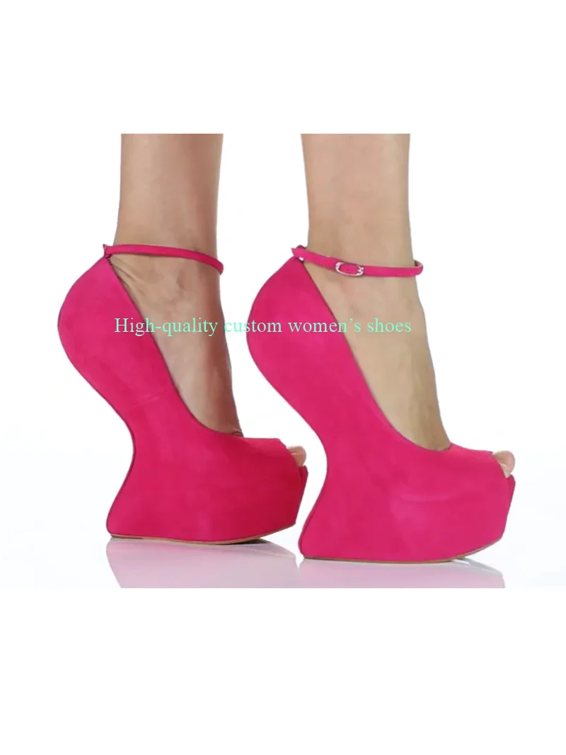 

Pink Velvet Fabric Shoes Without Heels Pointed Toes Waterproof Platform Summer Handmade Luxury Women's Shoes Bestselling Model