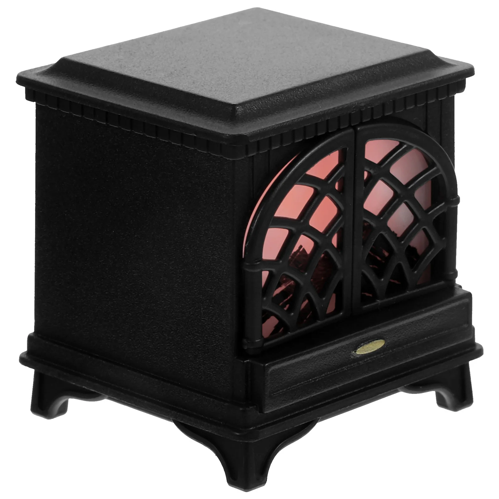 Dollhouse Mini Fireplace Stove Warmer Simulated Firewood Christmas Decoration Furniture Model (Black) Miniature Plastic