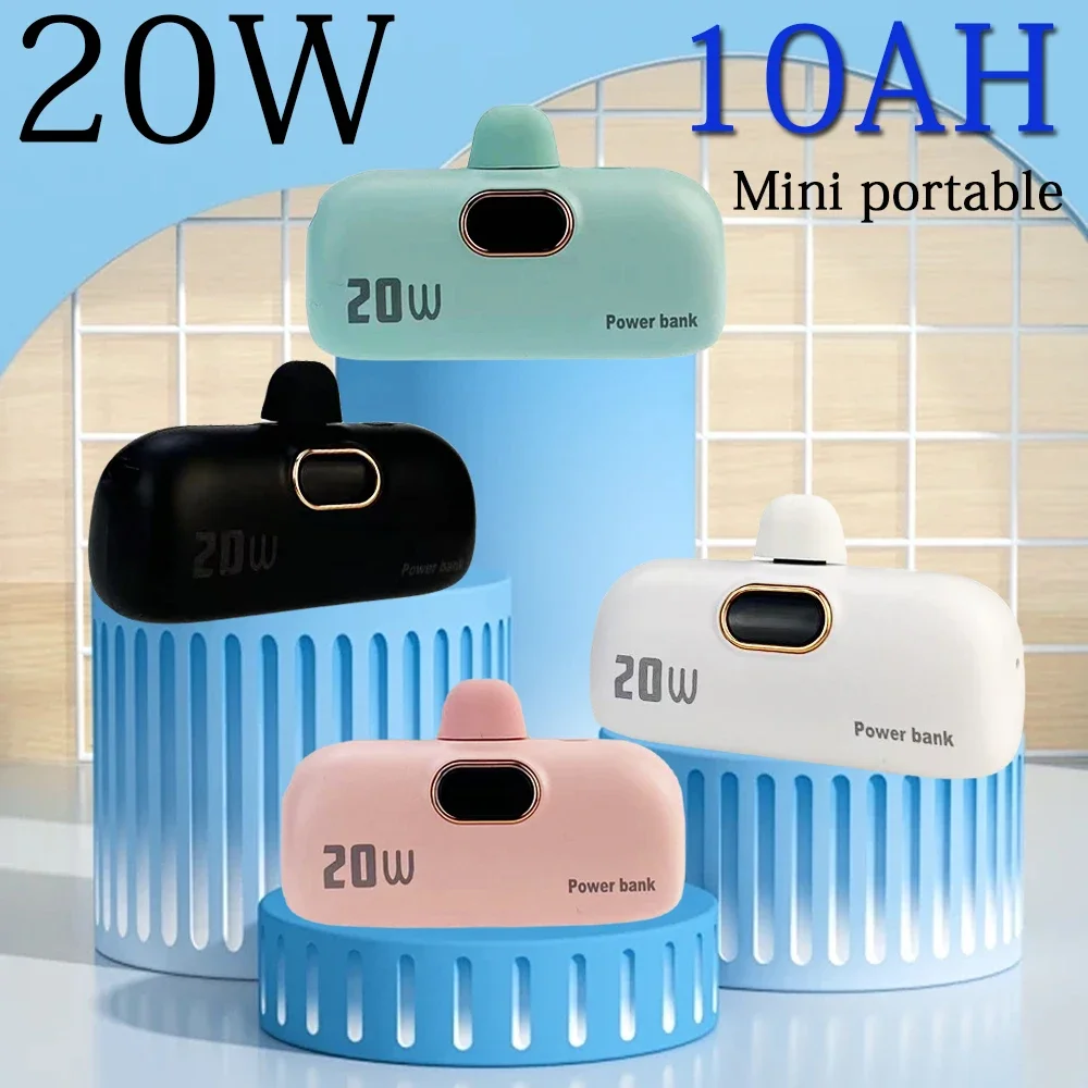 10000mAh Wireless Power Bank Mini Capsule Capsule Fast Charging Mobile Power Supply Emergency External Battery For Type-c iPhone