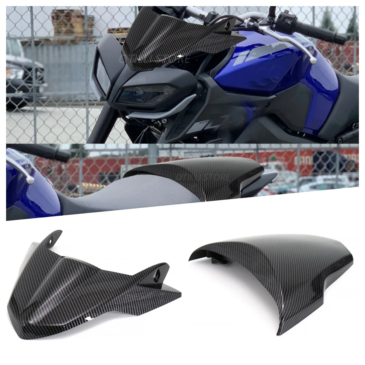 

Motorcycle Carbon Fiber Windshield Windscreen For YAMAHA MT-09/SP FZ-09 MT09 Rear Fender Backseat Hump Motorcycle Accessories
