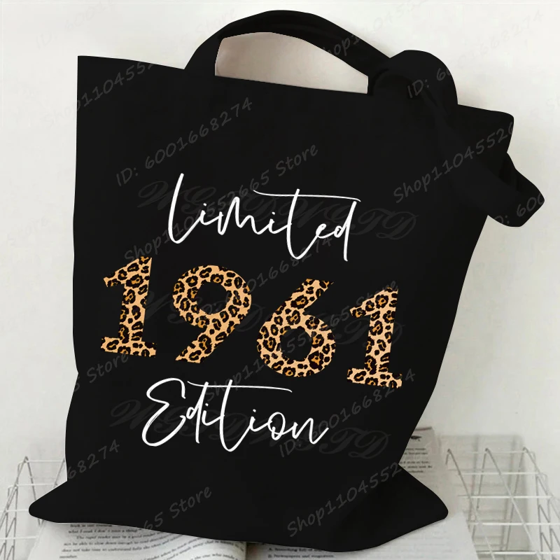 Vintage 1960-1969 Limited Edition Tote Bags Leopard 60's Print Handbags Women Girl Retro Purses Canvas Shopping Bags Tote Bags