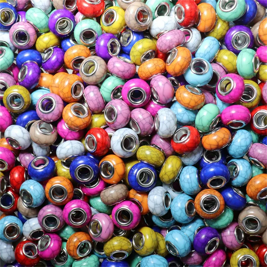 14 mm grote gatenkralen, acrylkralen. Gebarsten kralen, macaronkleur, gebarsten tweekleurig. DIY decoratiekralen, intervalkralen