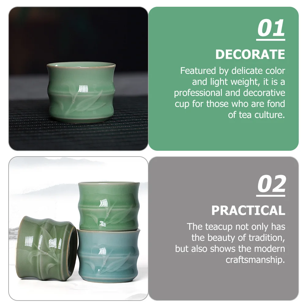 

4Pcs Celadon Tea Cups Ceramic Small Teacups Lightweight Household Decorative Water Cups Tea Accessories Household Water Cup