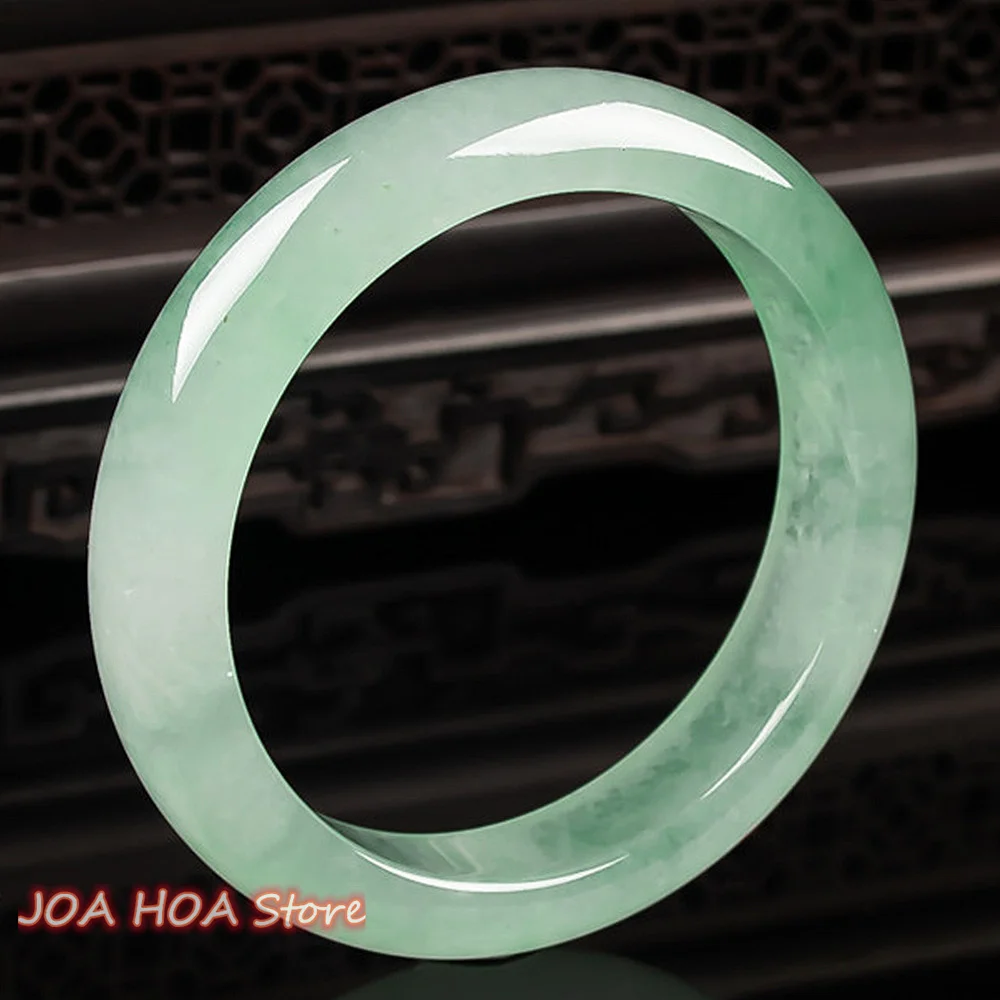 

Natural Laokeng Burma Emerald Bangle Ice Seed Jadeite Bracelet Light Green Bracelet Jade Handring Boutique Fine Jewelry