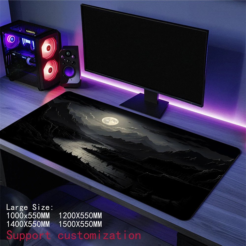 Large Moonlight Landscape Mousepad Pc Accessories Keyboard Pads Gaming Speed Desk Mat Rubber Locked Edge Mouse Mat 55x120cm