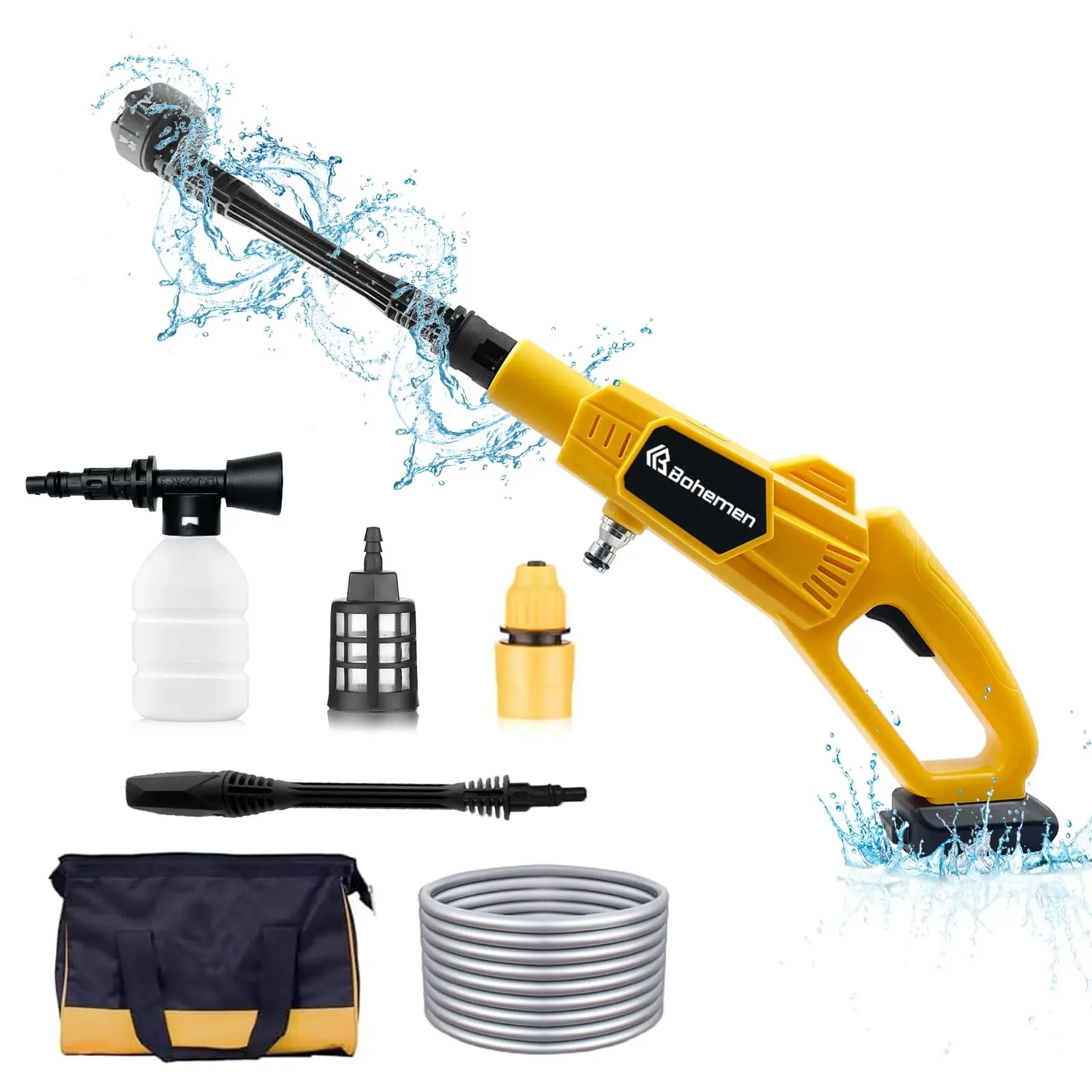 Cordless car electric cleaning machine, 6-in-1 nozzle, handheld design, good helper for car cleaning (excluding battery)