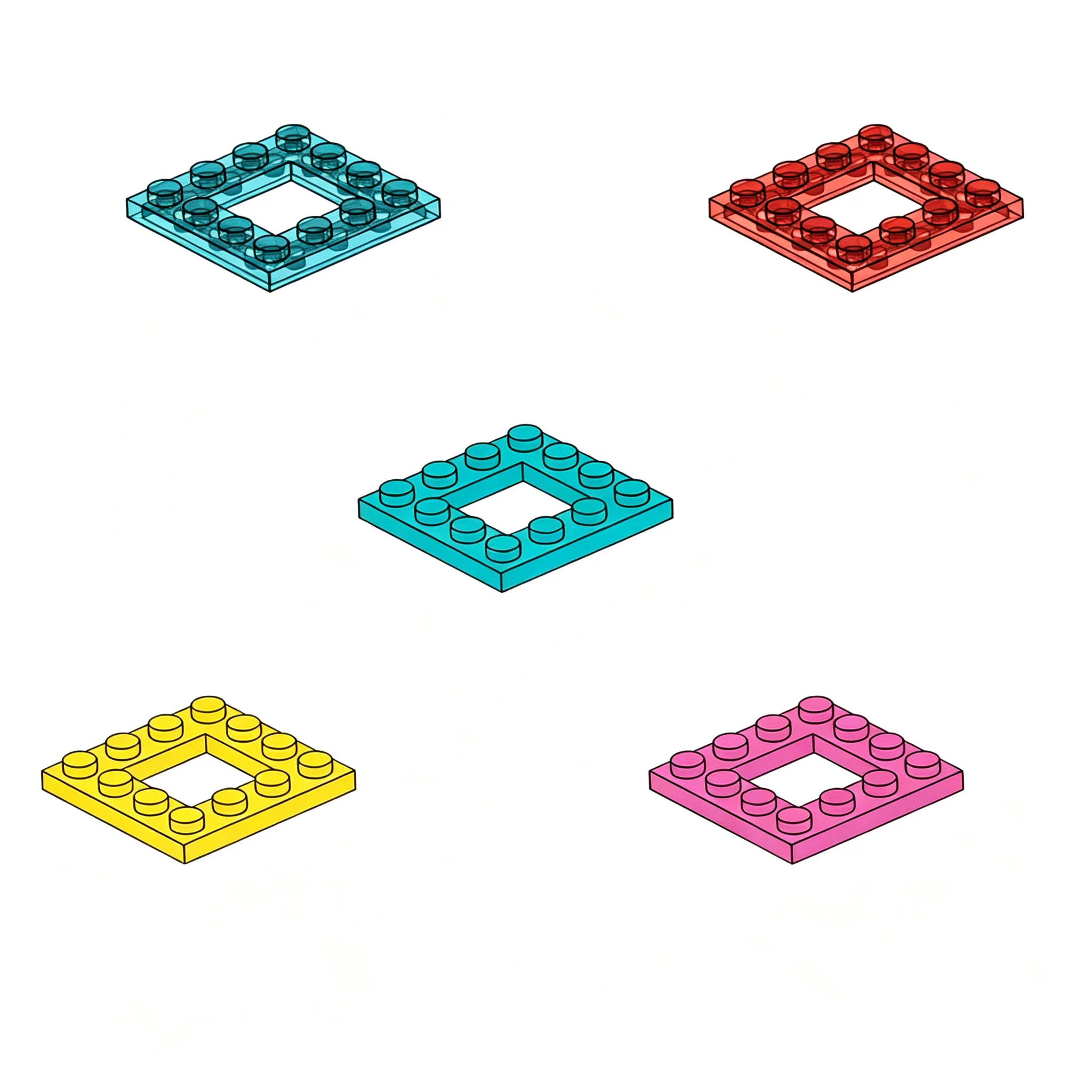 Interlocking Brick Jigsaw Overseas Compatible Components 4x4 Recessed Panel Tiny Stud Elements 571  Compatible with LEGO 64799