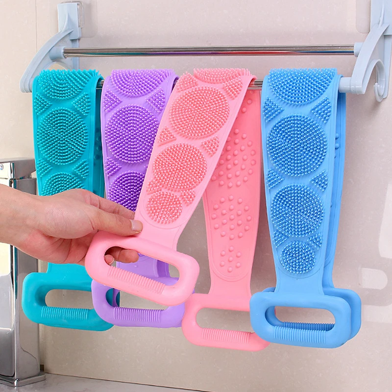 

Силиконовая щетка для тела, скраб для тела, отшелушивающая губка, щетка для ванной комнаты, щетка для душа, щетка для спины, скраб для ванны, инструмент для очистки, удаление пятен, пояс для ванны