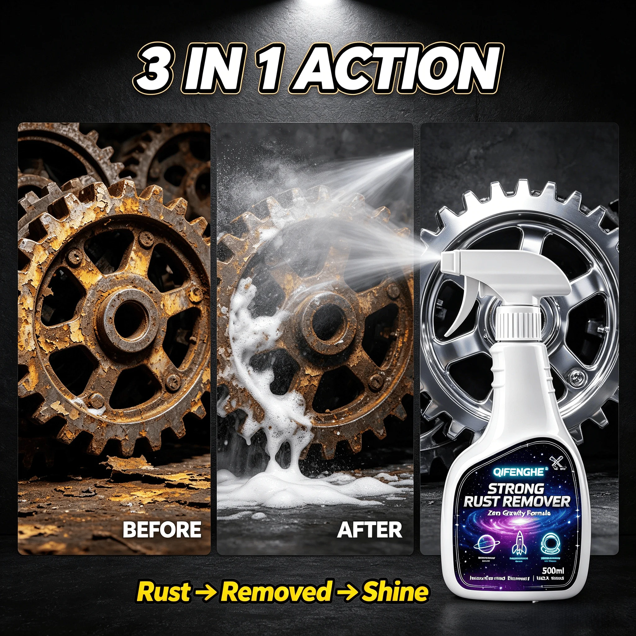 500ml Rust Remover - Removes Rust & Dirt, Anti-rust, Safe on All Metals.