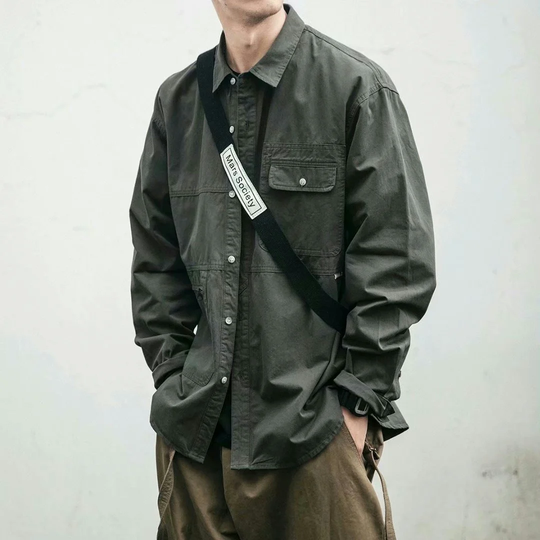 

Мужская повседневная рубашка с длинным рукавом, весенне-осенняя рабочая одежда, свободная верхняя одежда из хлопкового денима, молодежный модный тренд